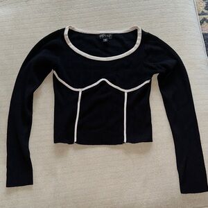Say What? Black and Cream Long Sleeve Top